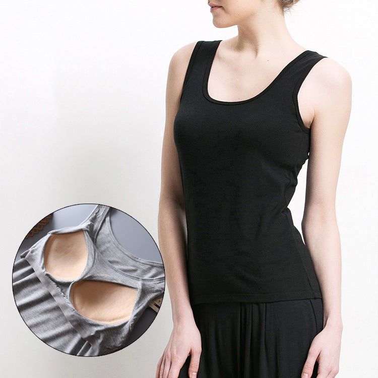 Women's Sleeveless Under-Shirt With Built-In Bra