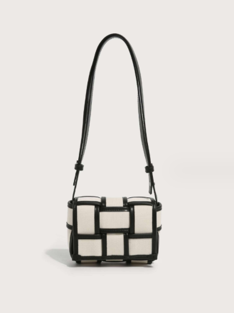 Black & White Minimalist Canvas Weaved Bag