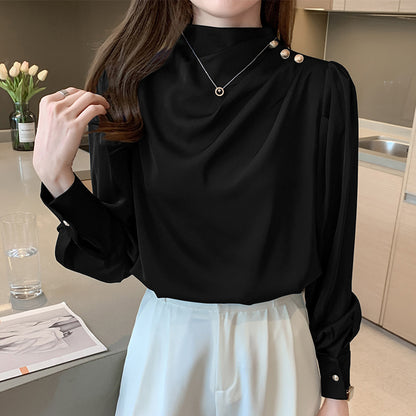 Women’s Silk Satin Shirt With Puff Long Sleeves- Luxury & Elegance