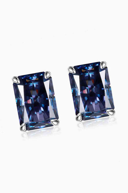 Sapphire Blue Rectangle Stud Earrings (2 Carats)