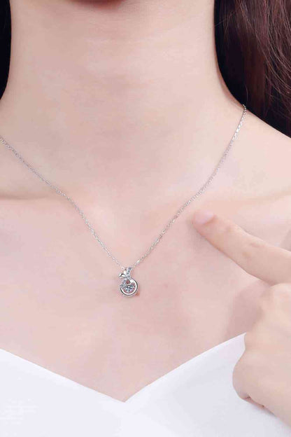 Ribbon Drop Sterling Silver Necklace (1 Carat)
