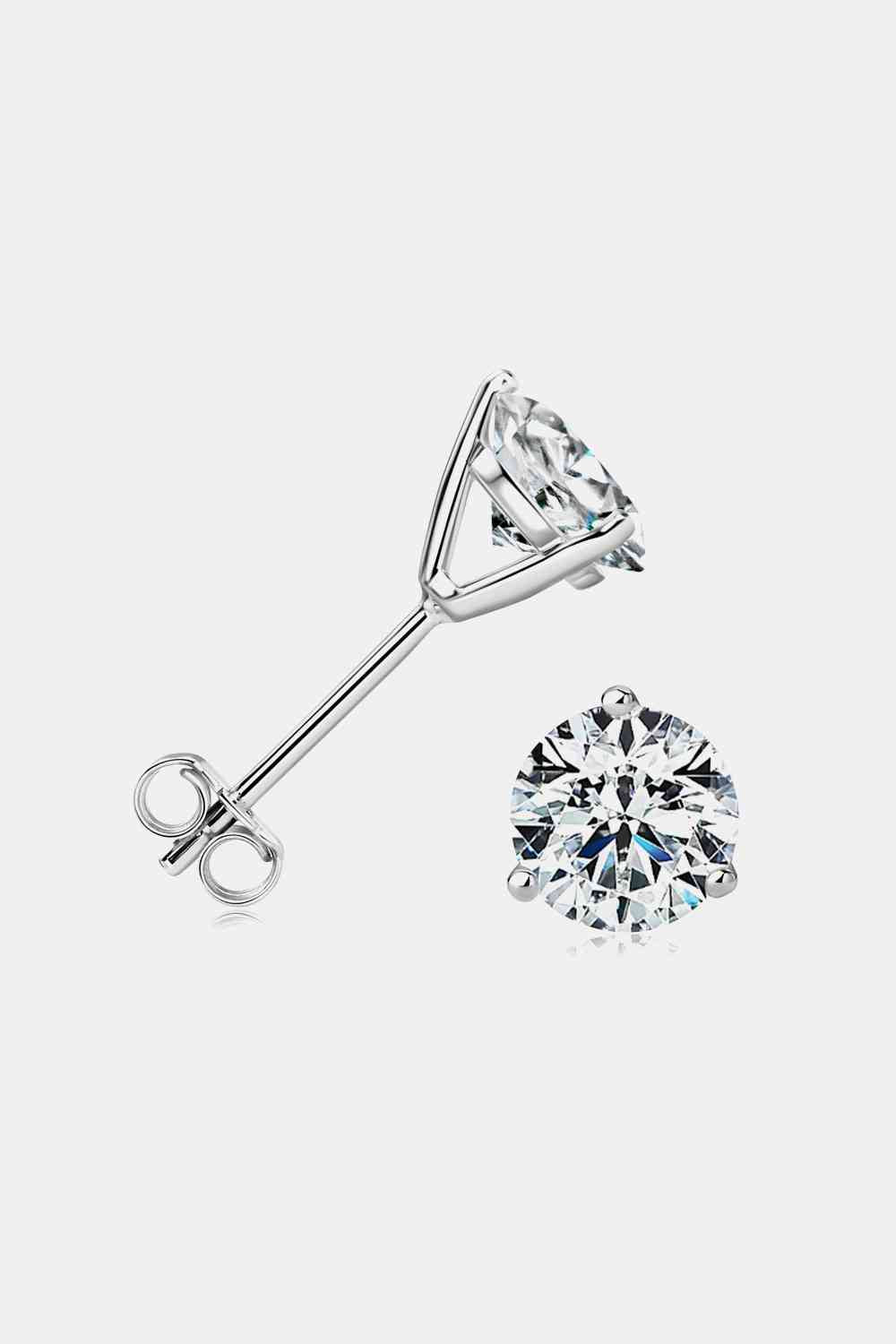 Classic Sterling Silver Stud Earrings (2 Carats)