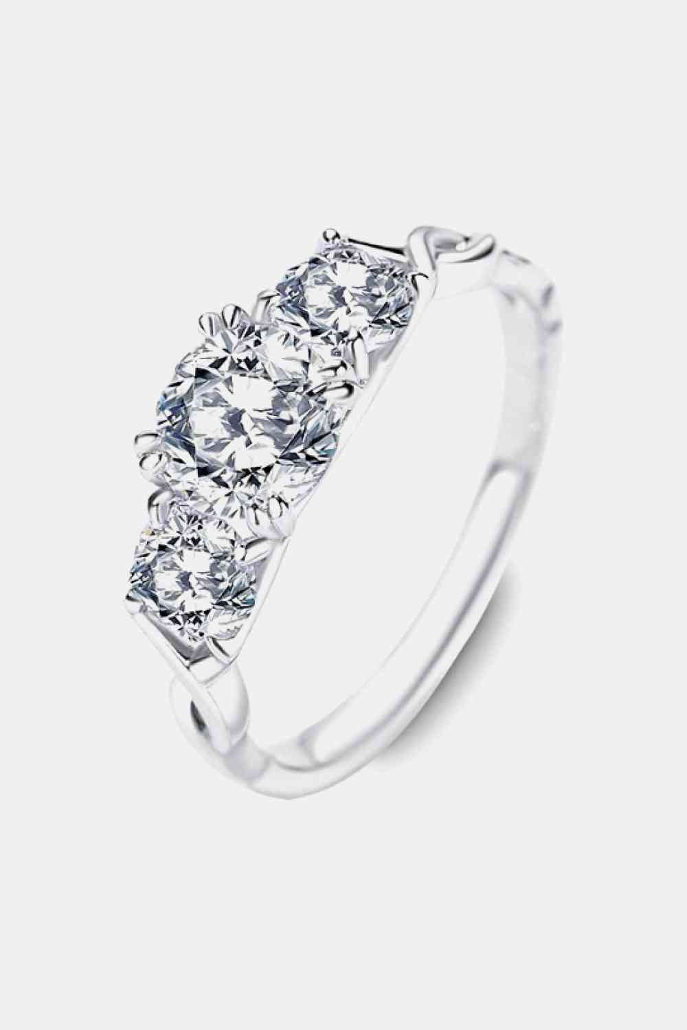 Luxe Sterling Silver Three Stone Ring (1 Carat)