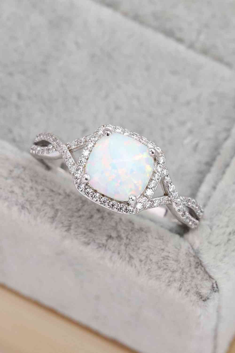 Opal Contrast Crisscross Ring