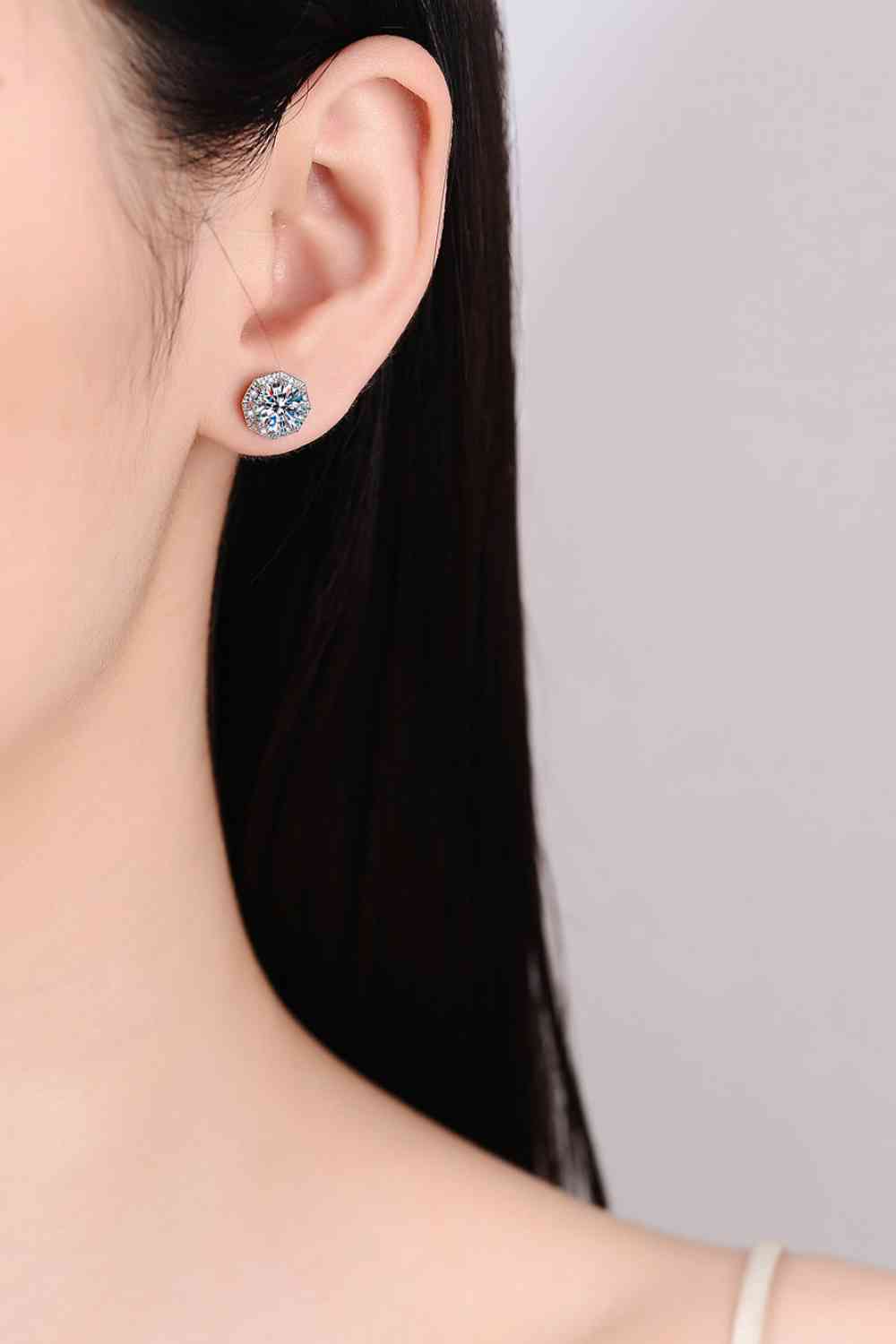 Sundial Silver Stud Earrings (2 Carats)